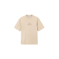 T-shirt col rond regular coton beige imprimé « Stone » boussole marron