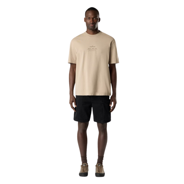 T-shirt STONE ISLAND col rond regular coton beige imprimé « Stone » boussole marron