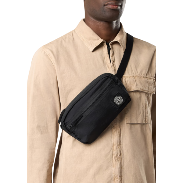 Sac banane STONE ISLAND nylon noir sangle ajustable