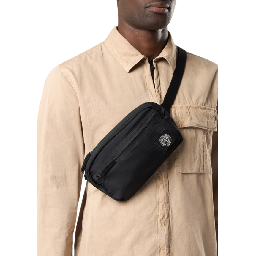 Sac banane STONE ISLAND nylon noir sangle ajustable