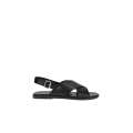 Sandale croisé cuir brossé noir bride arrière logo triangle