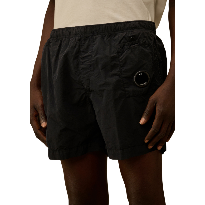 Short de bain CP COMPANY flatt nylon noir lentille