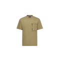 T-shirt col rond coton vert olive nylon poche zippée Moncler Grenoble