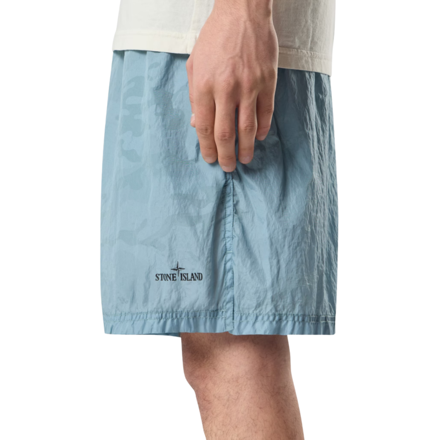 Short de bain STONE ISLAND nylon gris bleu