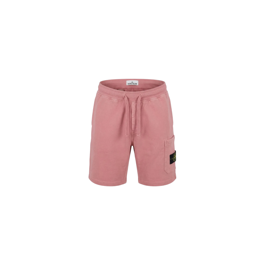 Short de jogging STONE ISLAND molleton coton bio rose poche cargo