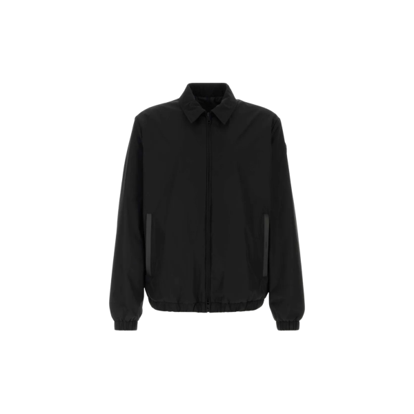 Veste zippée surchemise MONCLER Socot nylon noir poche cuir
