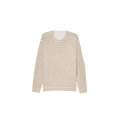 Pull col rond coton fin délavé beige
