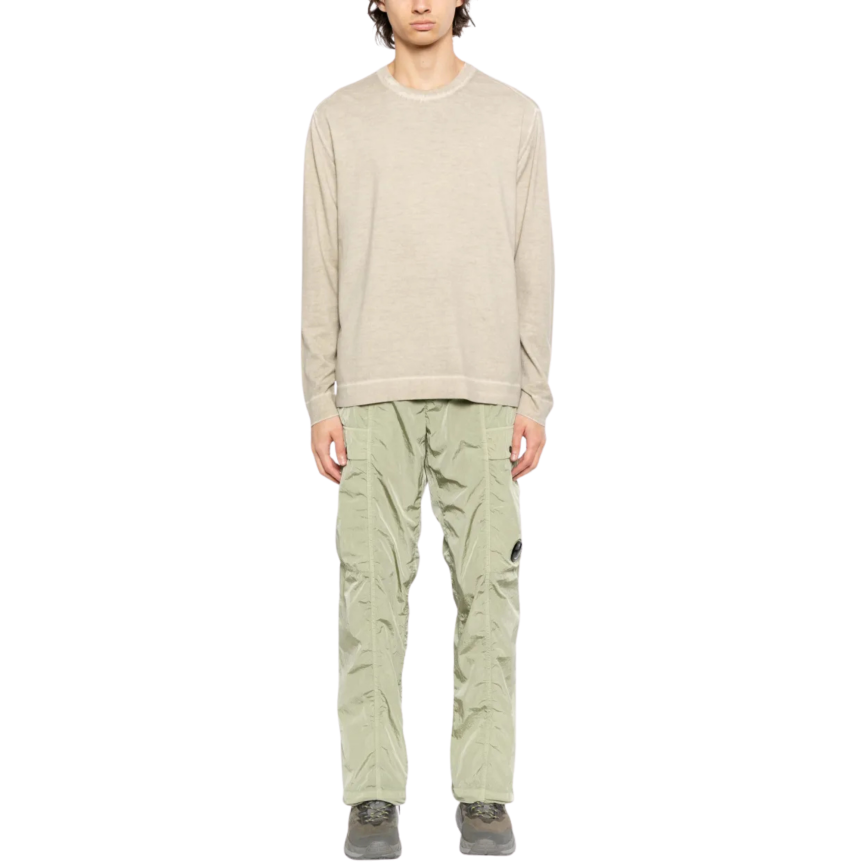 Pull CP COMPANY col rond coton fin délavé beige