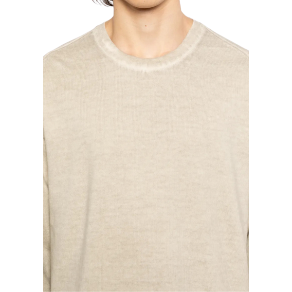 Pull CP COMPANY col rond coton fin délavé beige