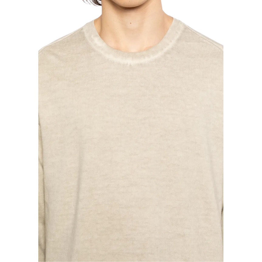 Pull CP COMPANY col rond coton fin délavé beige
