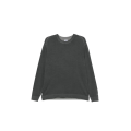 Pull col rond coton fin délavé gris anthracite