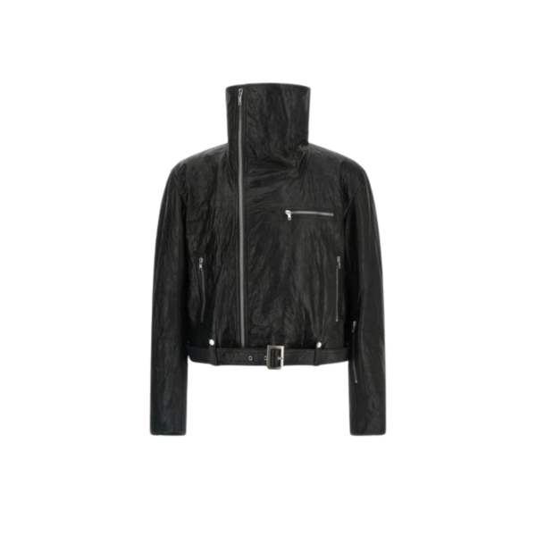 RICK OWENS Blouson zippé Perfecto SS26 Temple court cuir noir