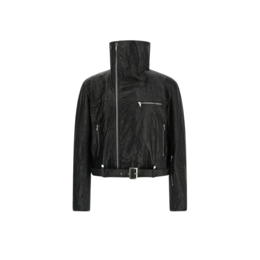 RICK OWENS Blouson zippé Perfecto SS26 Temple court cuir noir