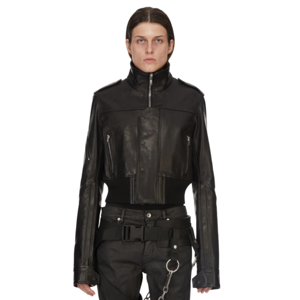 RICK OWENS Blouson zippé Perfecto SS26 Temple court cuir noir
