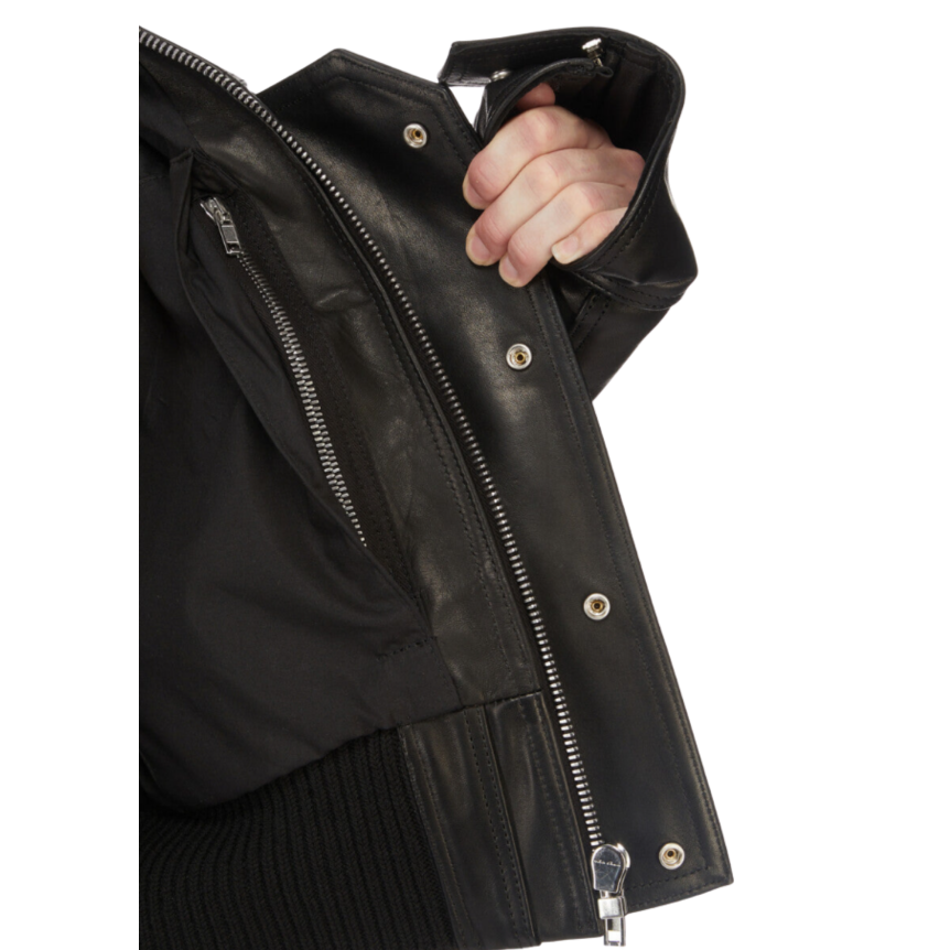 RICK OWENS Blouson zippé Perfecto SS26 Temple court cuir noir