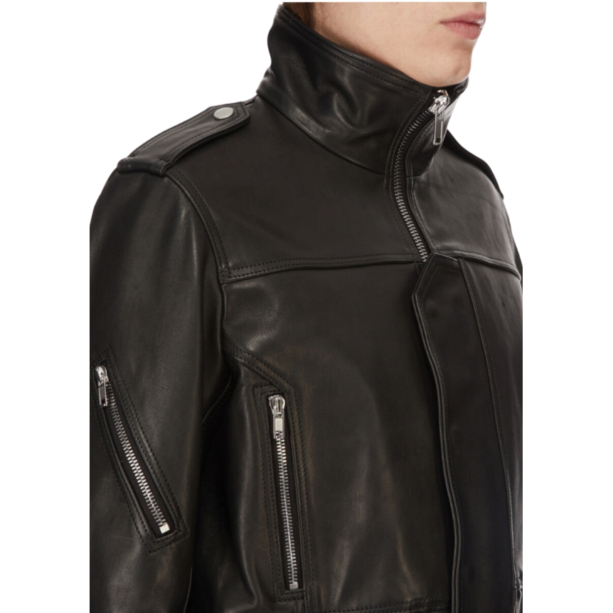 RICK OWENS Blouson zippé Perfecto SS26 Temple court cuir noir