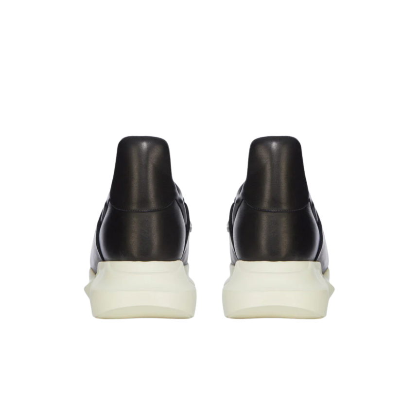 Basket sneaker RICK OWENS Burritogeth SS26 Temple cuir grainé noir sangles semelle blanche