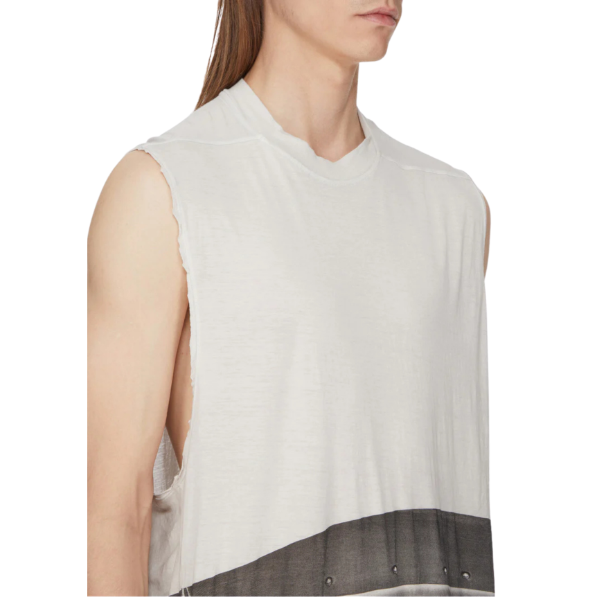 Top Débardeur RICK OWENS Jumbo SS26 Temple jersey coton blanc sali imprimé urinoir