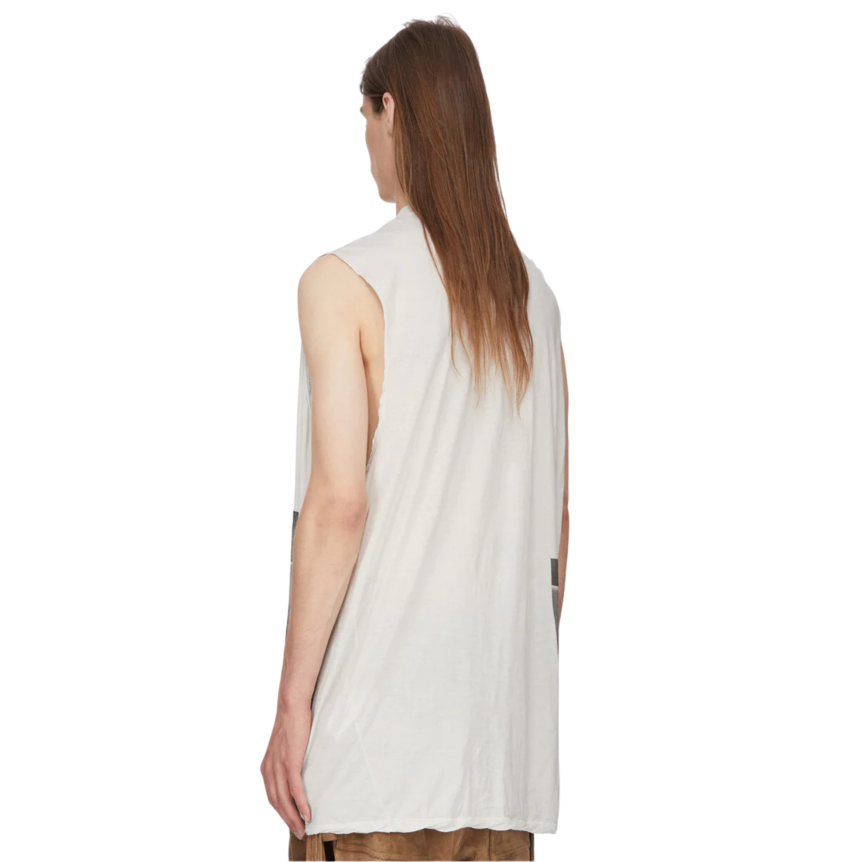 Top Débardeur RICK OWENS Jumbo SS26 Temple jersey coton blanc sali imprimé urinoir