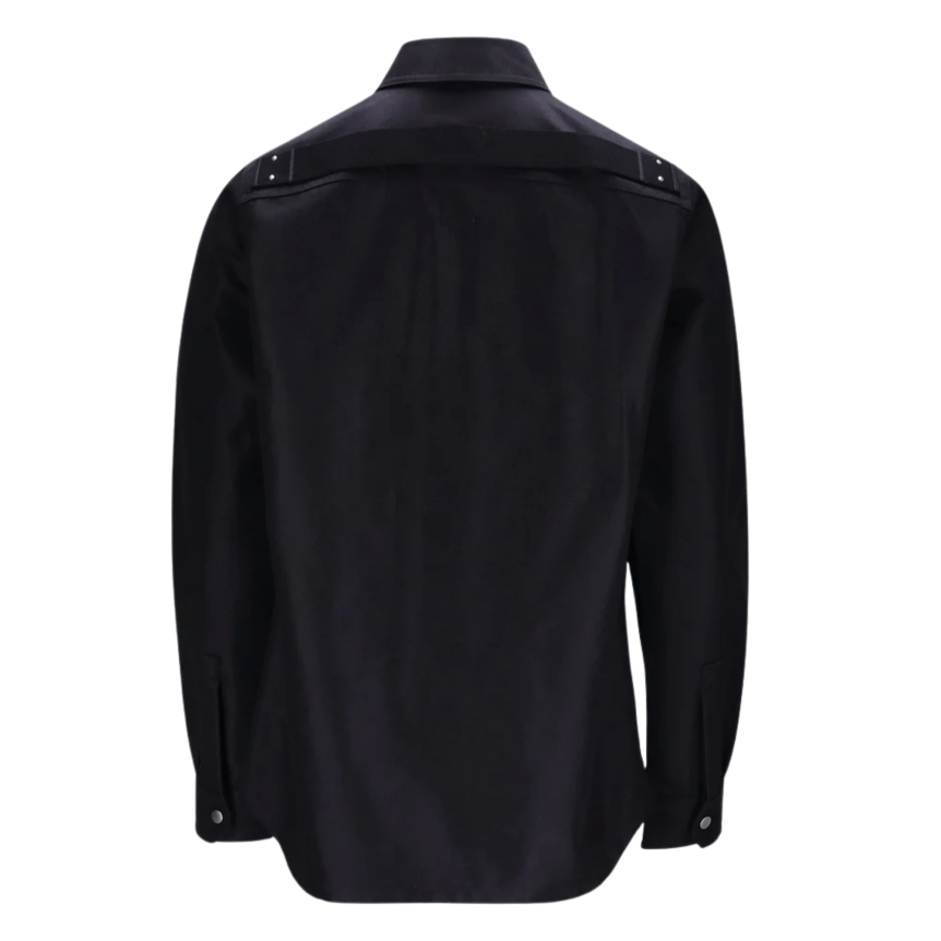 Sur Chemise bouton pression Rick Owens SS26 Temple coton Cordura noir sangles