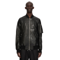Blouson bomber long Classic Flight SS26 Temple cuir agneau noir