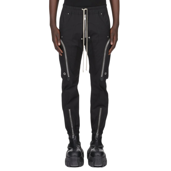Pantalon RICK OWENS Cargo BAUHAUS coton noir multi poches zippées pression