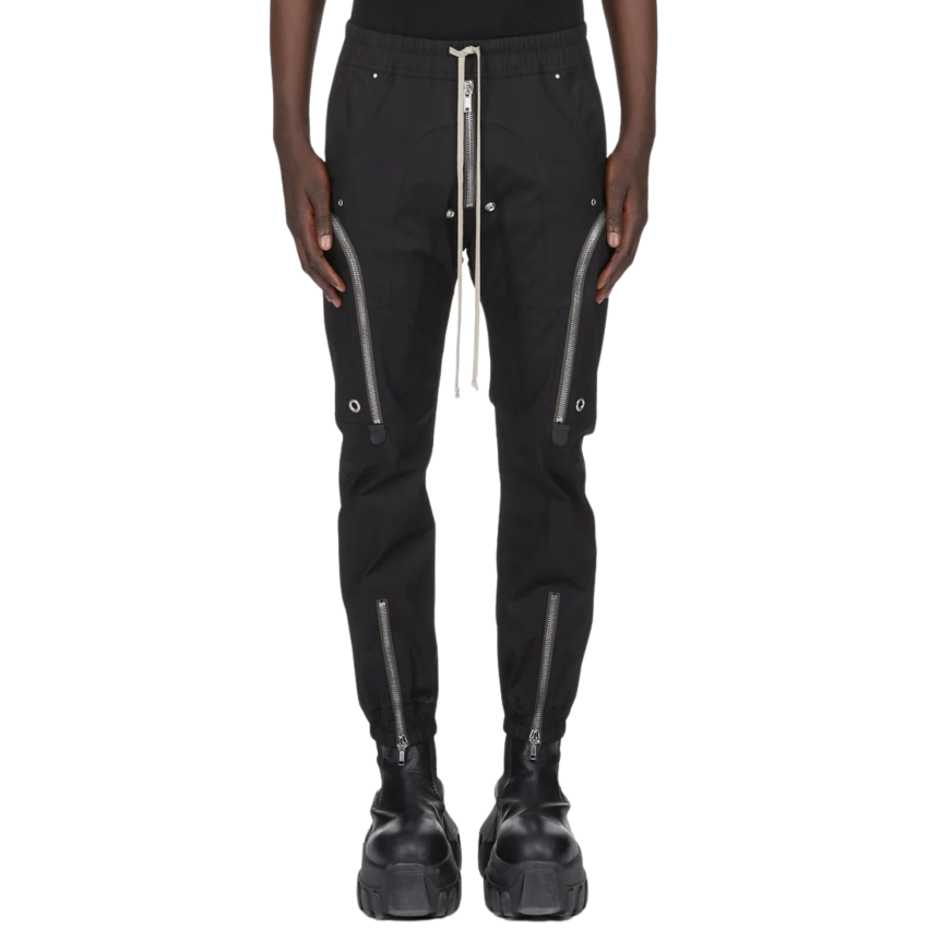 Pantalon RICK OWENS Cargo BAUHAUS coton noir multi poches zippées pression