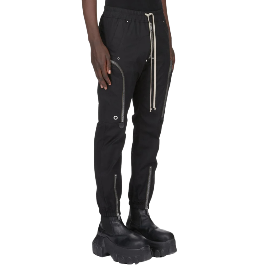 Pantalon RICK OWENS Cargo BAUHAUS coton noir multi poches zippées pression