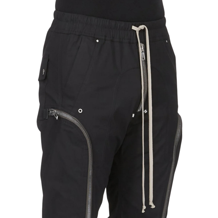 Pantalon RICK OWENS Cargo BAUHAUS coton noir multi poches zippées pression