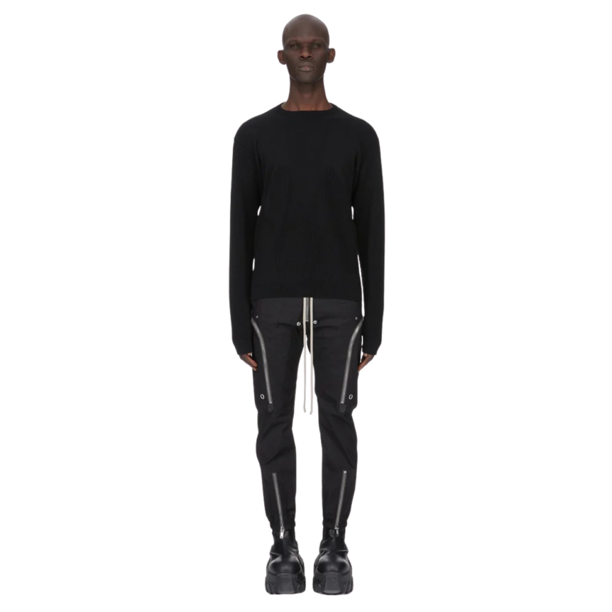 Pantalon RICK OWENS Cargo BAUHAUS coton noir multi poches zippées pression