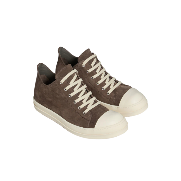 Baskets basses LOW SNEAKS RICK OWENS SS26 Temple cuir suède gris