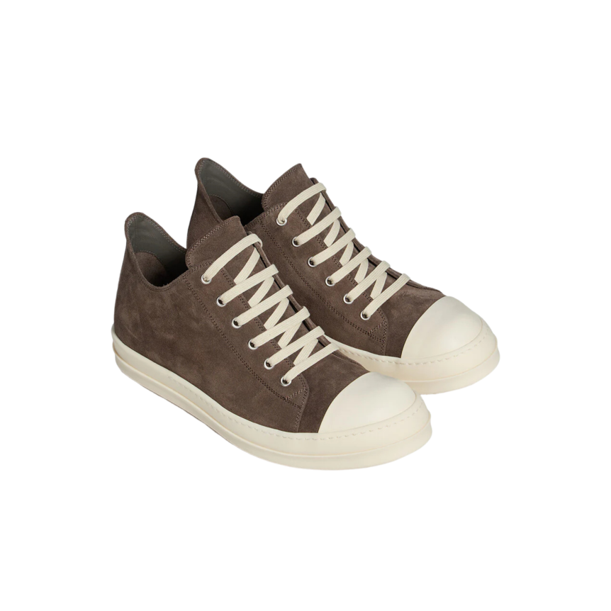 Baskets basses LOW SNEAKS RICK OWENS SS26 Temple cuir suède gris