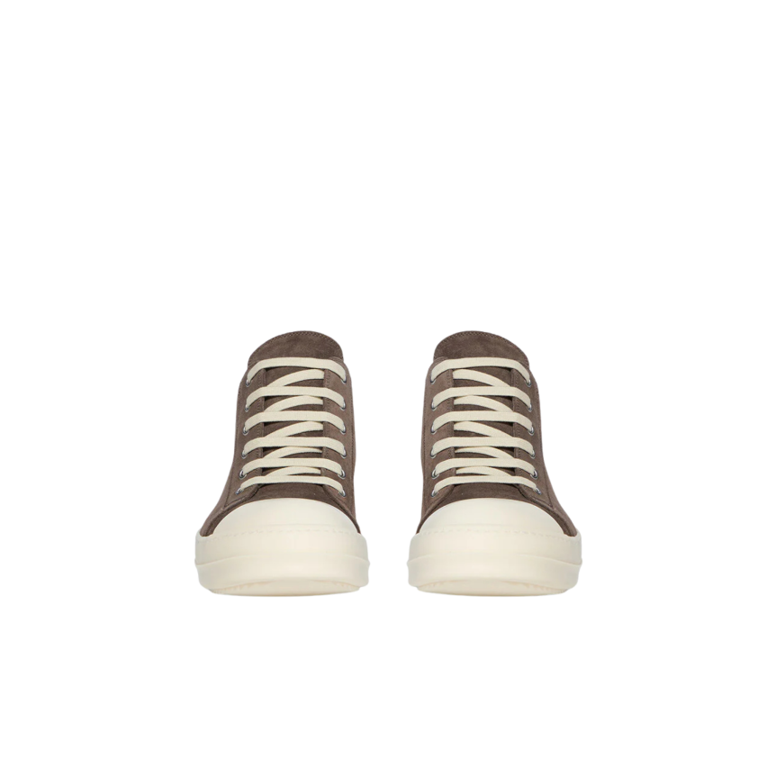 Baskets basses LOW SNEAKS RICK OWENS SS26 Temple cuir suède gris