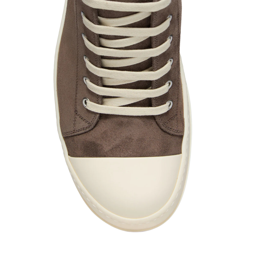 Baskets basses LOW SNEAKS RICK OWENS SS26 Temple cuir suède gris