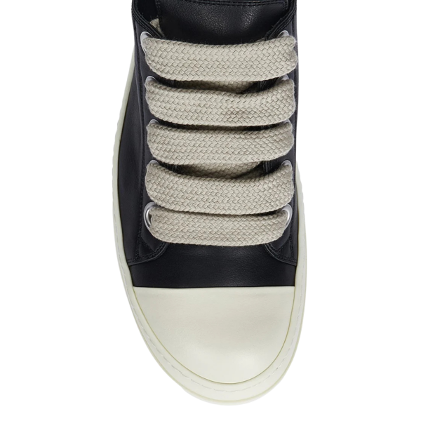 Basket basse RICK OWENS SS26 Temple Jumbolace cuir vachette pleine fleur noir