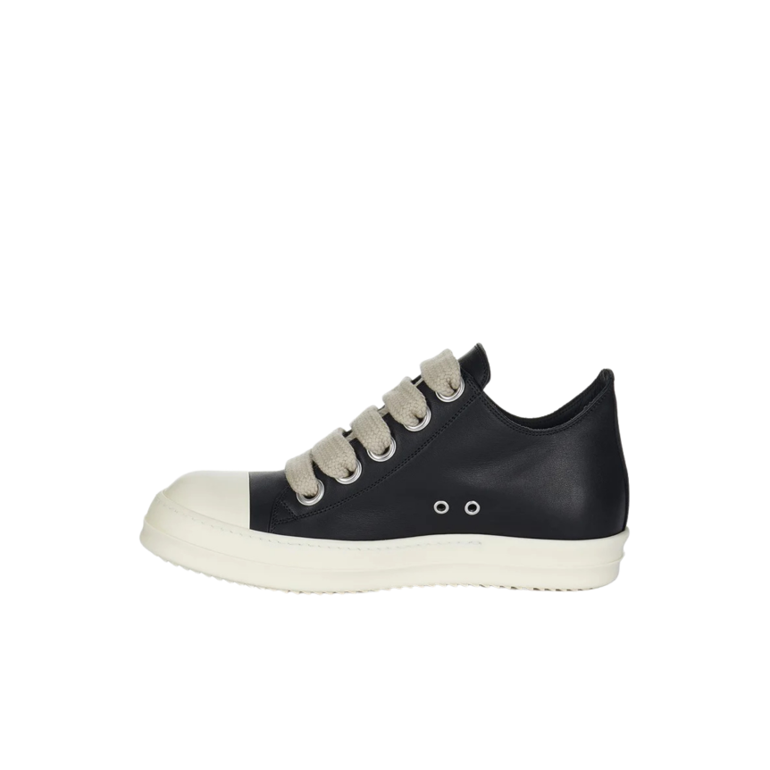 Basket basse RICK OWENS SS26 Temple Jumbolace cuir vachette pleine fleur noir