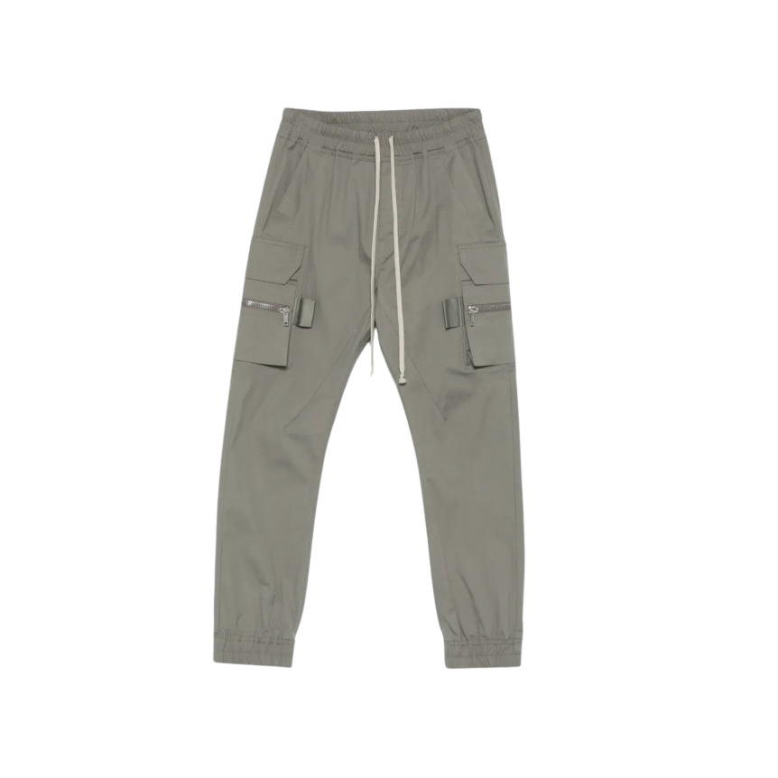 Pantalon Mastodon RICK OWENS SS26 Temple coton vert gris taille bas élastique