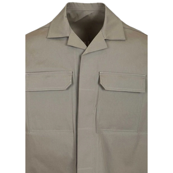 Chemise manche courte RICK OWENS Magnum Tommy coton vert gris poche plaquée