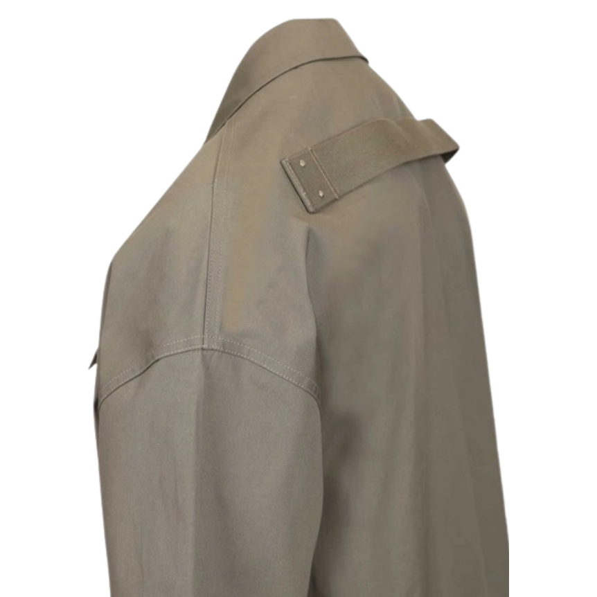 Chemise manche courte RICK OWENS Magnum Tommy coton vert gris poche plaquée