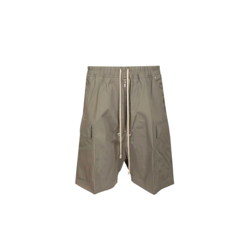 Short cargobela RICK OWENS SS26 Temple polyester technique gris vert