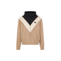 veste zippée à capuche nylon beige écru col noir