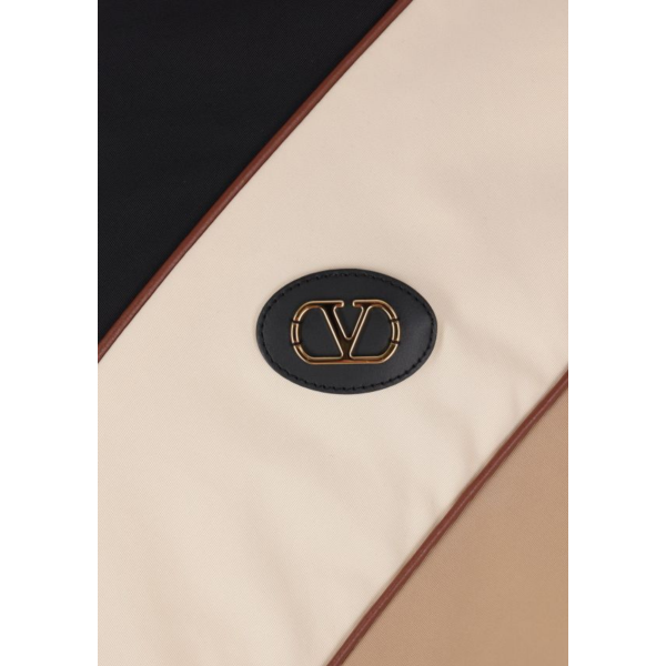 veste zippée à capuche VALENTINO nylon beige écru col noir