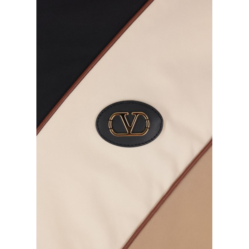 veste zippée à capuche VALENTINO nylon beige écru col noir