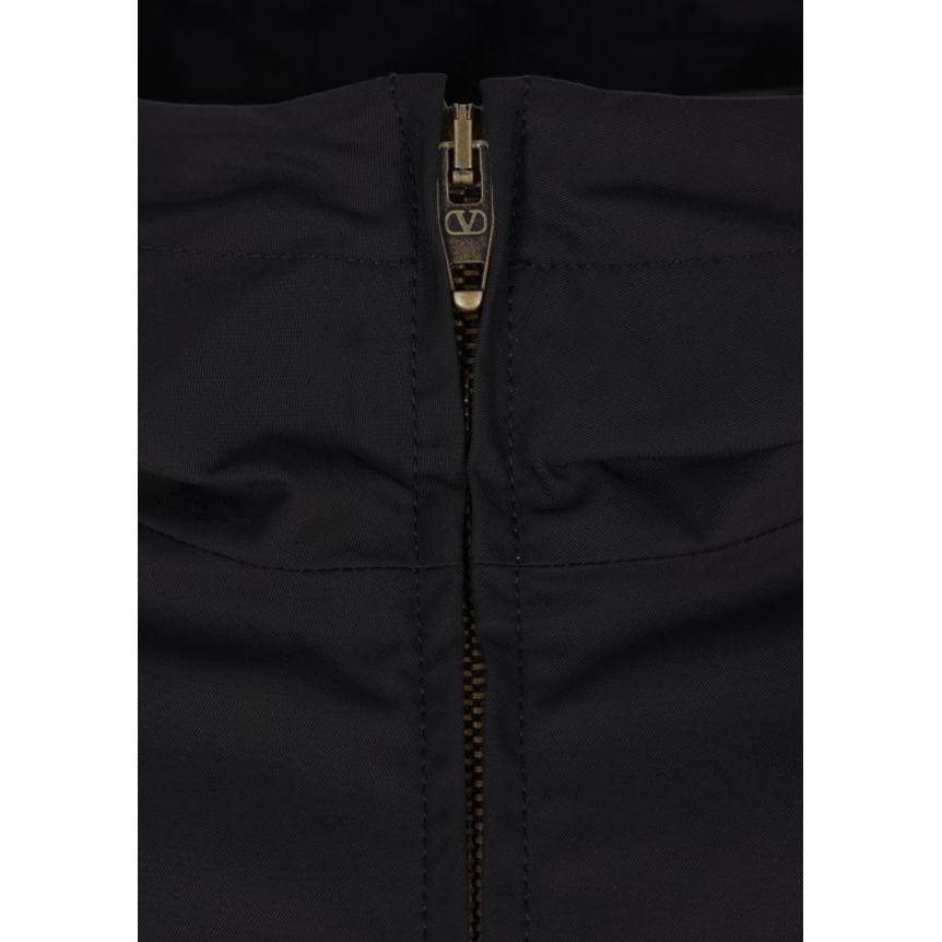 veste zippée à capuche VALENTINO nylon beige écru col noir
