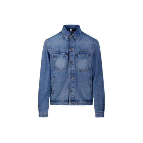 Blouson OFF WHITE Arrow jean denim bleu demi croix dos
