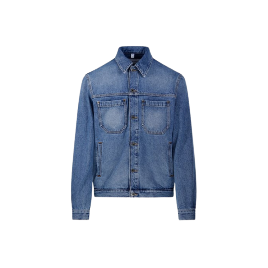Blouson OFF WHITE Arrow jean denim bleu demi croix dos