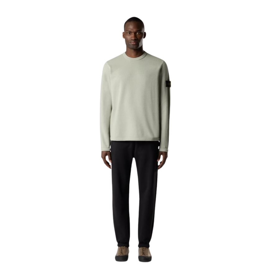 Sweat-shirt ras-du-cou STONE ISLAND regular coton vert sauge