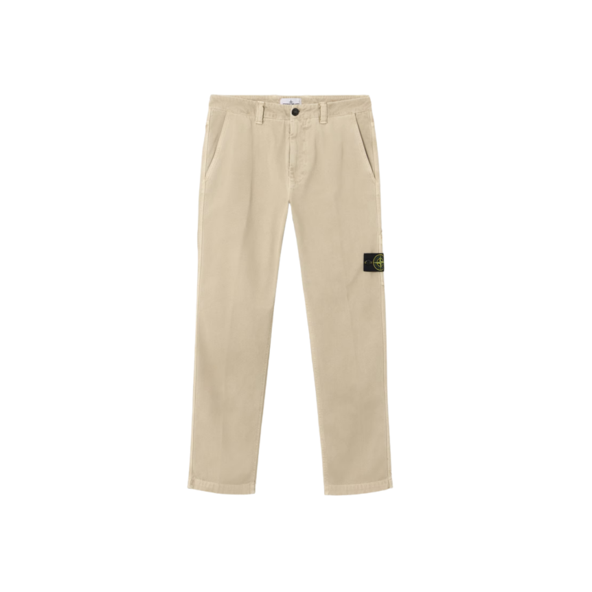 Pantalon charpentier STONE ISLAND coton panama bio beige