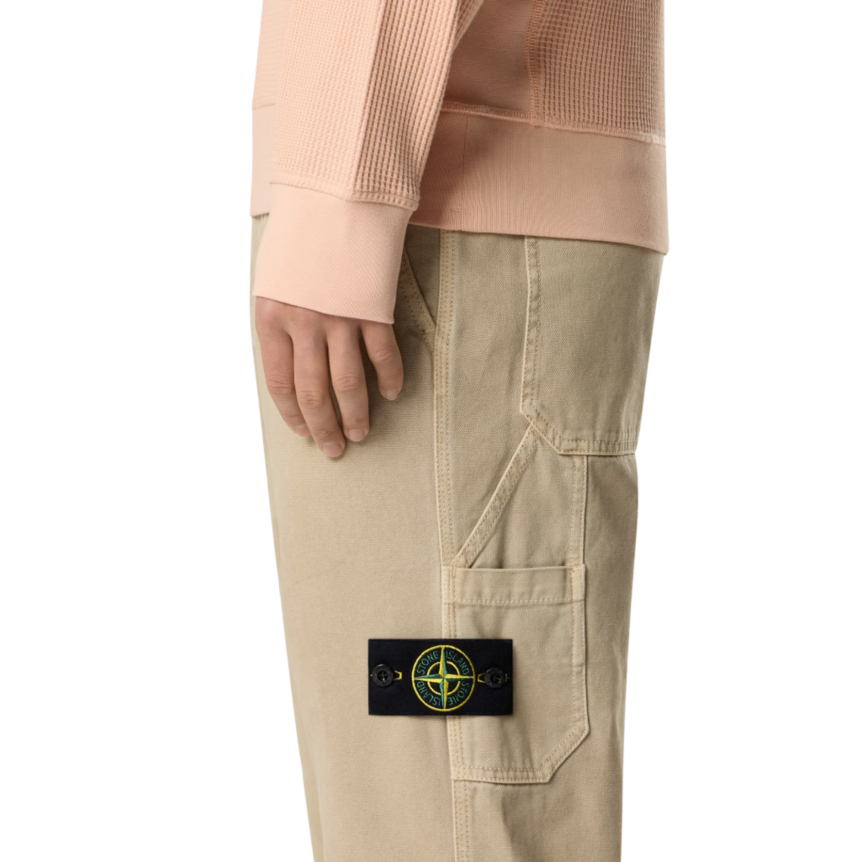 Pantalon charpentier STONE ISLAND coton panama bio beige