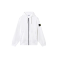 Sweat-shirt zippé à capuche coupe regular à poches coton blanc